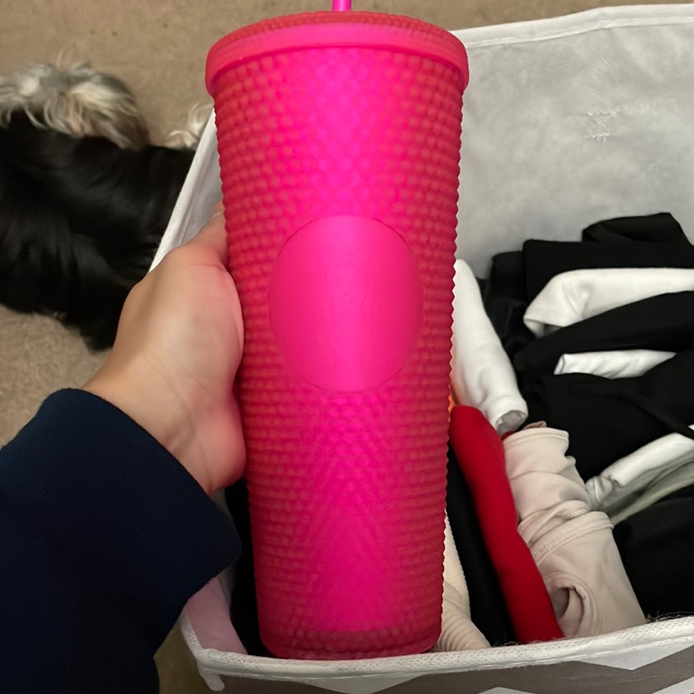 Hot Pink Studded Starbucks Tumbler